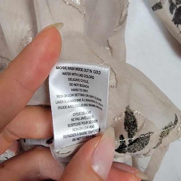 Autres Filles Womens Blouse Sz S Boho Floral Embroidered Lined Chiffon Front Tie - Picture 10 of 10